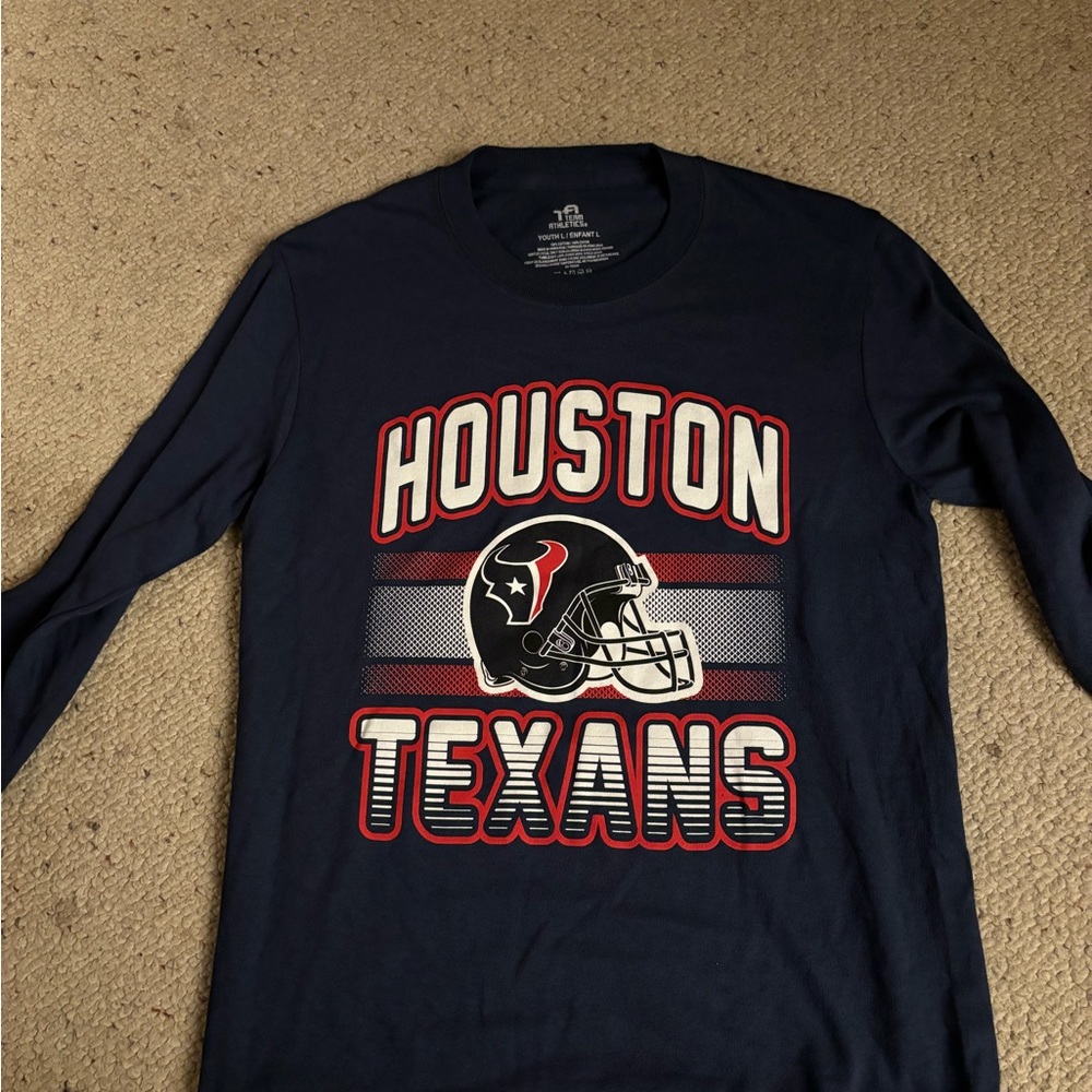 NEW Houston Texans long sleeve blue youth large T shirt